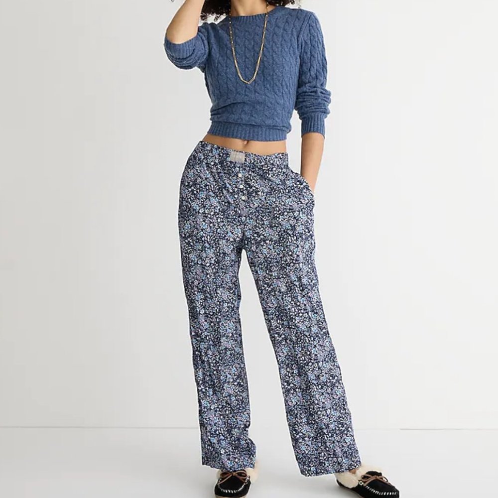 J Crew Cotton Poplin Pajama Pant in Coventry Floral